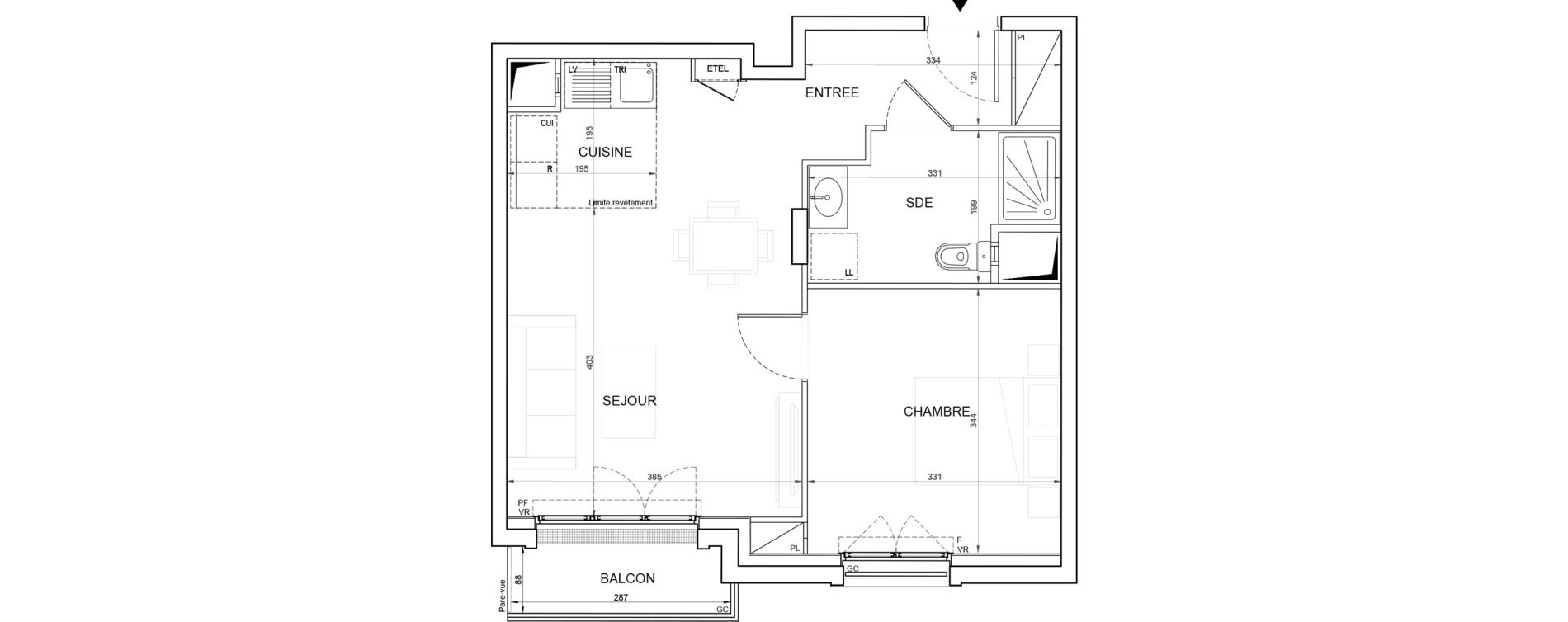 Appartement T2 de 43,81 m2 &agrave; Champigny-Sur-Marne Plateau