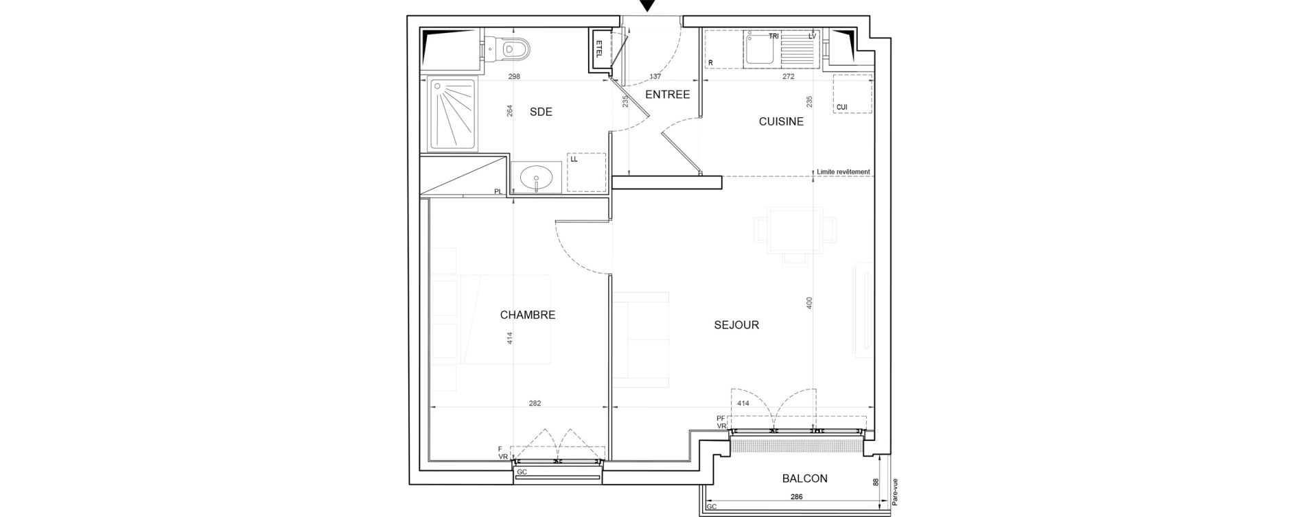 Appartement T2 de 44,36 m2 &agrave; Champigny-Sur-Marne Plateau