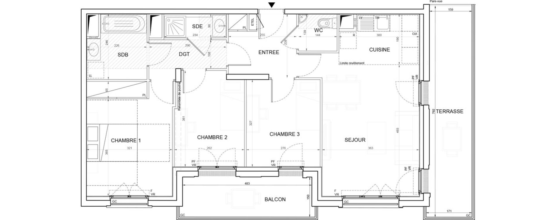 Appartement T4 de 74,56 m2 &agrave; Champigny-Sur-Marne Plateau