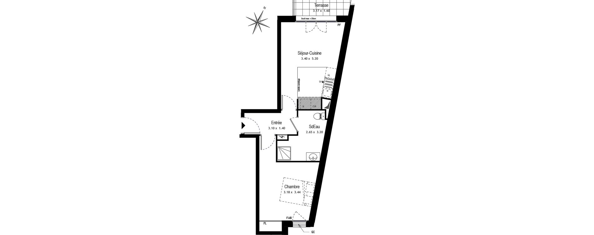 Appartement T2 de 40,61 m2 &agrave; Champigny-Sur-Marne Centre