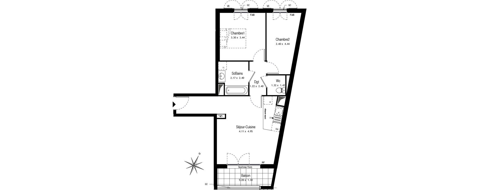 Appartement T3 de 56,25 m2 &agrave; Champigny-Sur-Marne Centre