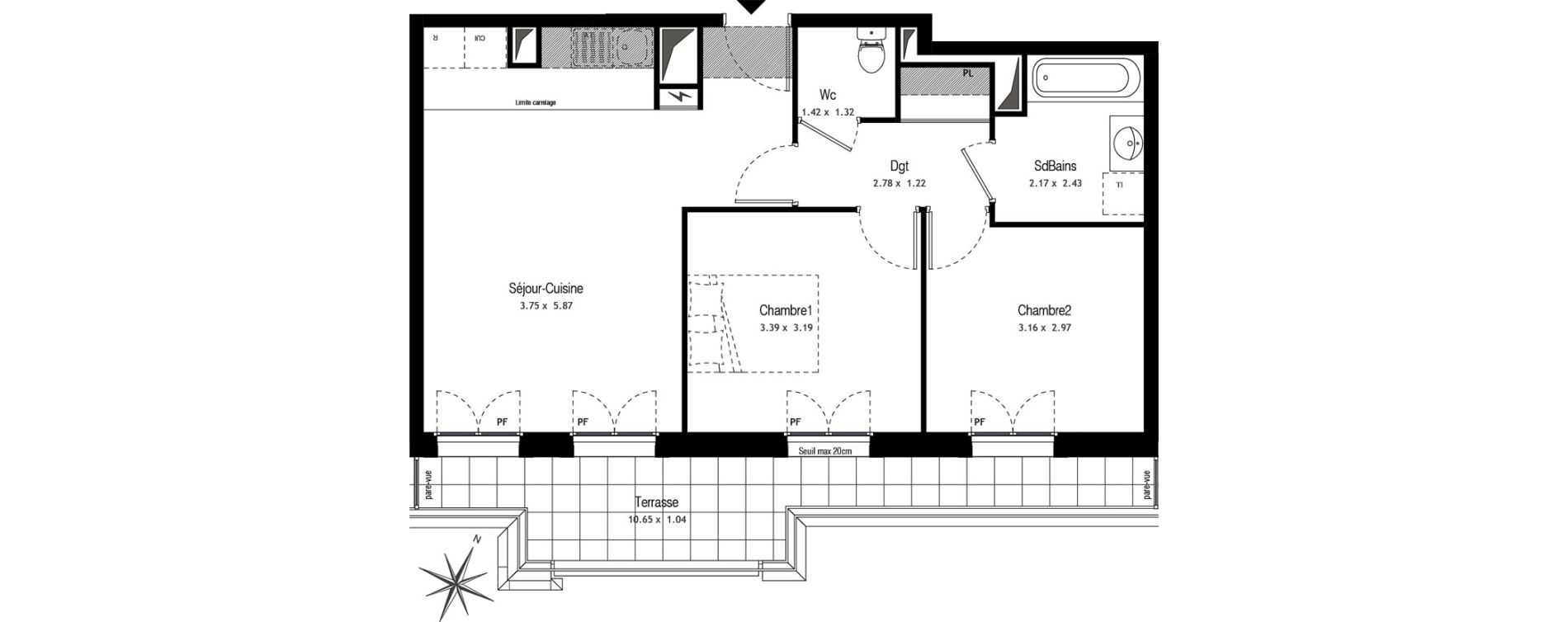 Appartement T3 de 56,38 m2 &agrave; Champigny-Sur-Marne Centre