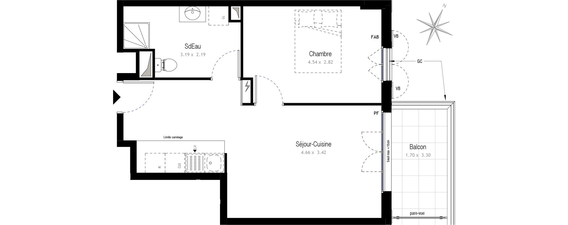 Appartement T2 de 43,75 m2 &agrave; Champigny-Sur-Marne Centre