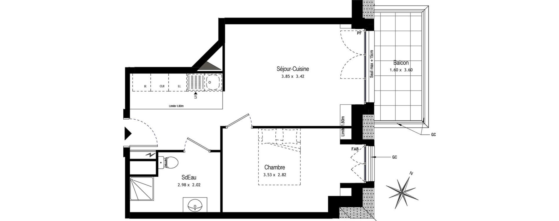 Appartement T2 de 40,67 m2 &agrave; Champigny-Sur-Marne Centre