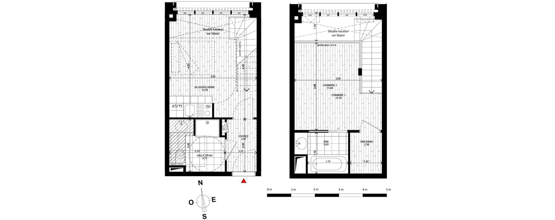 Duplex T1 de 39,01 m2 &agrave; Charenton-Le-Pont Centre