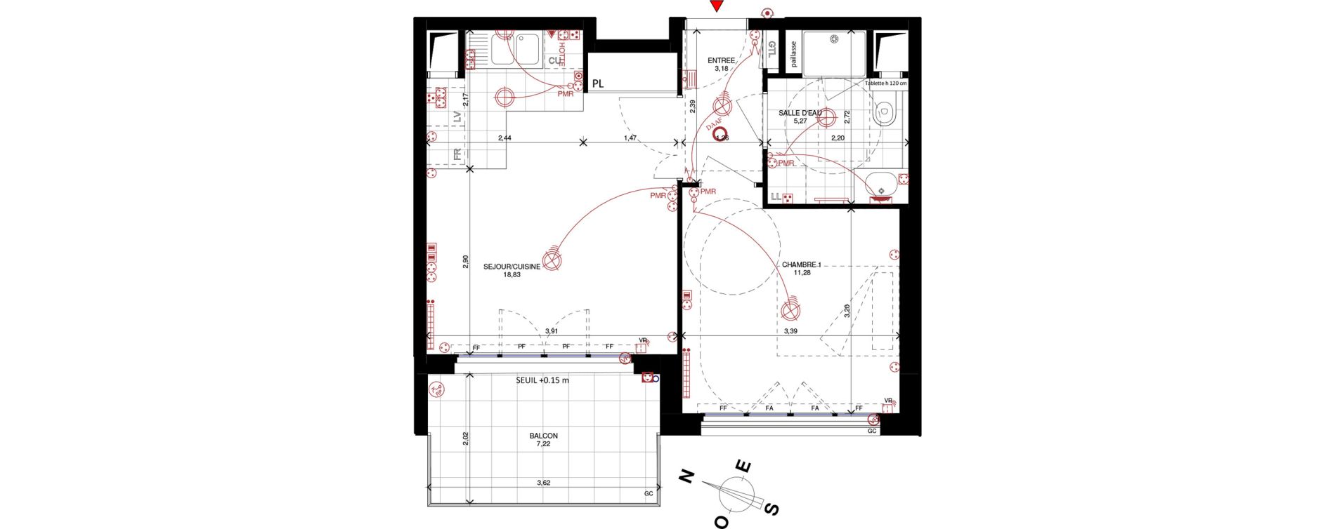 Appartement T2 de 38,56 m2 &agrave; Charenton-Le-Pont Centre