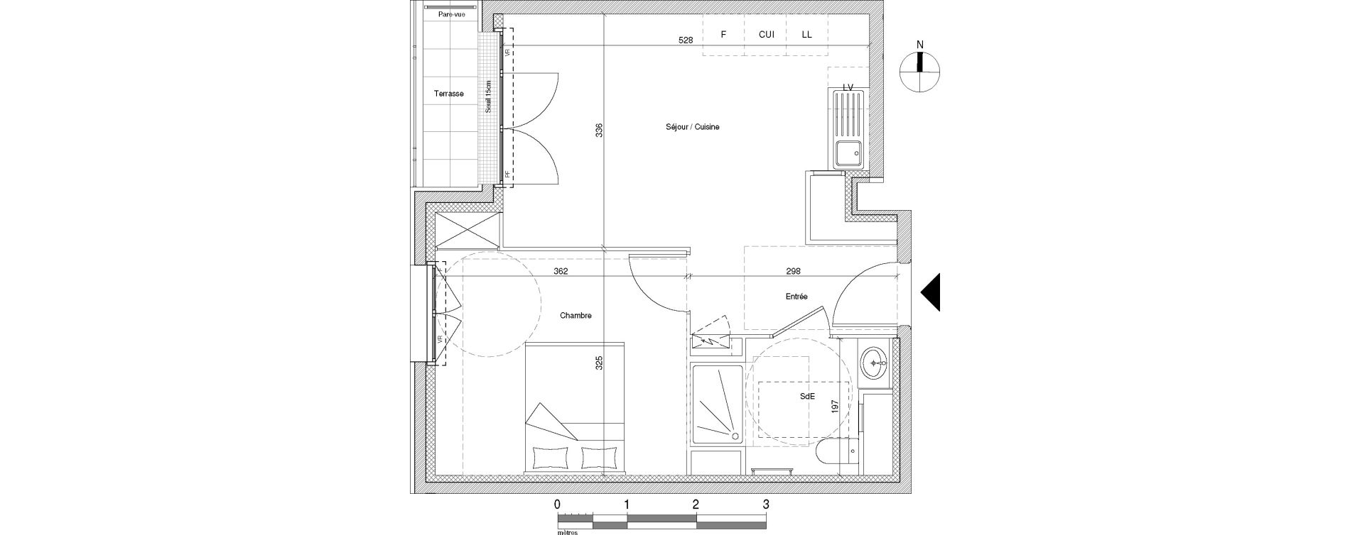 Appartement T2 de 37,34 m2 &agrave; Chennevi&egrave;res-Sur-Marne Centre