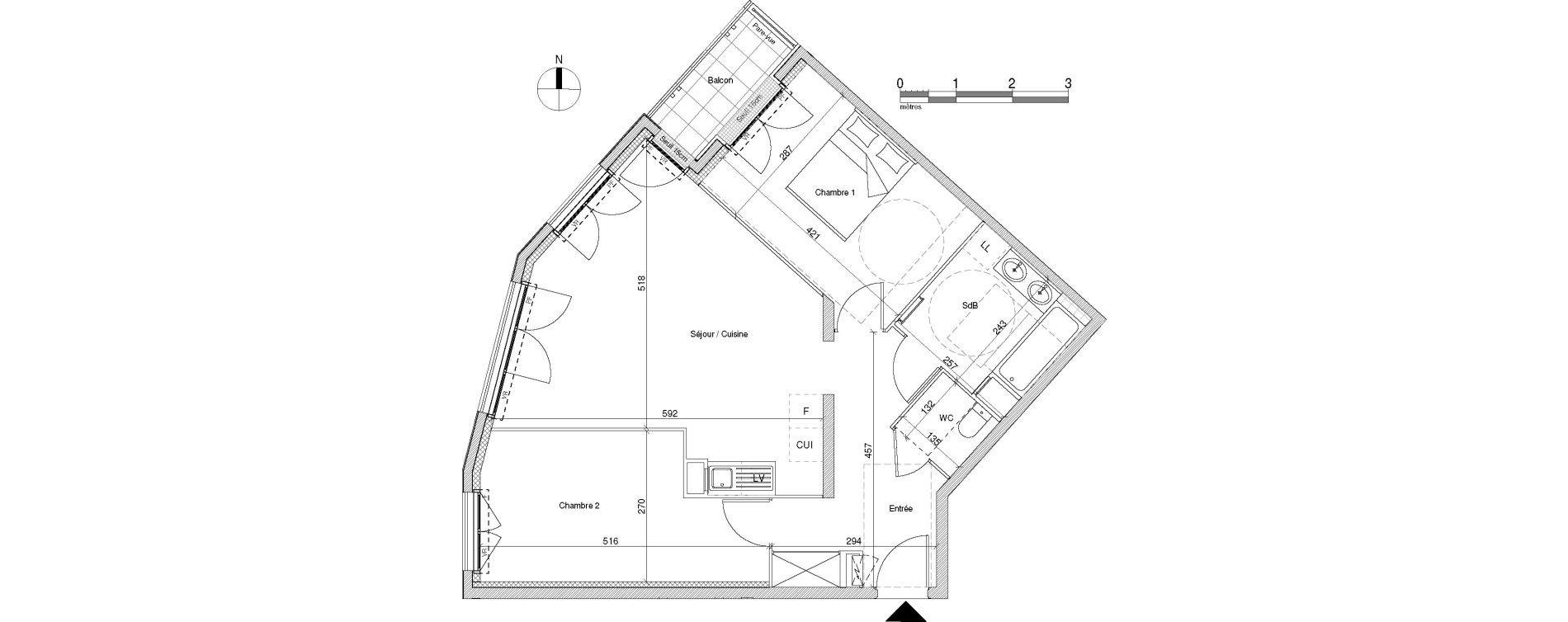 Appartement T3 de 64,85 m2 &agrave; Chennevi&egrave;res-Sur-Marne Centre