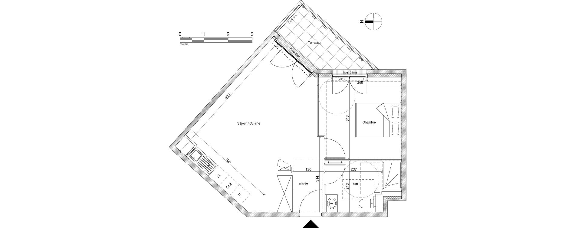 Appartement T2 de 45,23 m2 &agrave; Chennevi&egrave;res-Sur-Marne Centre