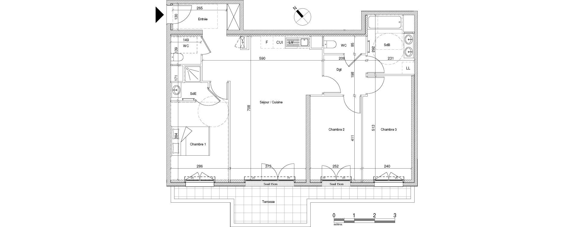 Appartement T4 de 86,56 m2 &agrave; Chennevi&egrave;res-Sur-Marne Centre