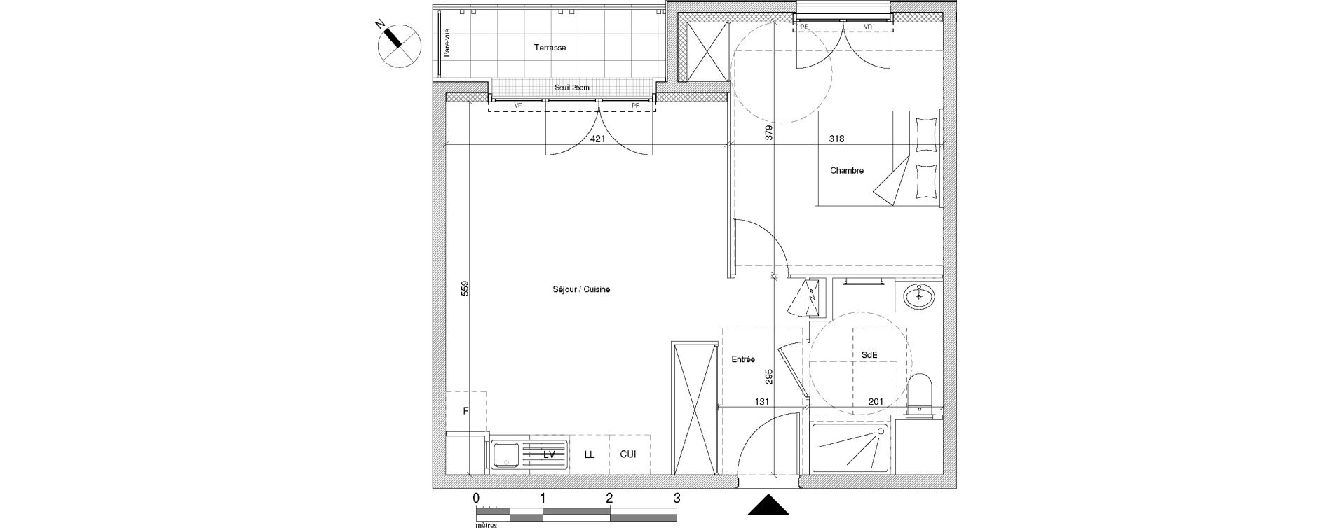 Appartement T2 de 44,04 m2 &agrave; Chennevi&egrave;res-Sur-Marne Centre