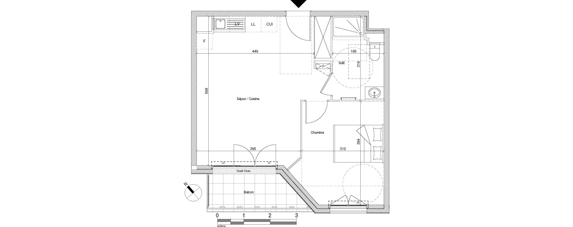 Appartement T2 de 43,22 m2 &agrave; Chennevi&egrave;res-Sur-Marne Centre