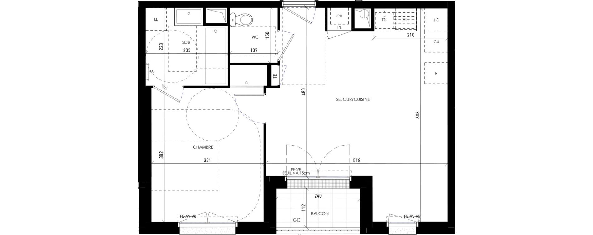 Appartement T2 de 46,24 m2 &agrave; Chennevi&egrave;res-Sur-Marne Paris - chennevi&egrave;res