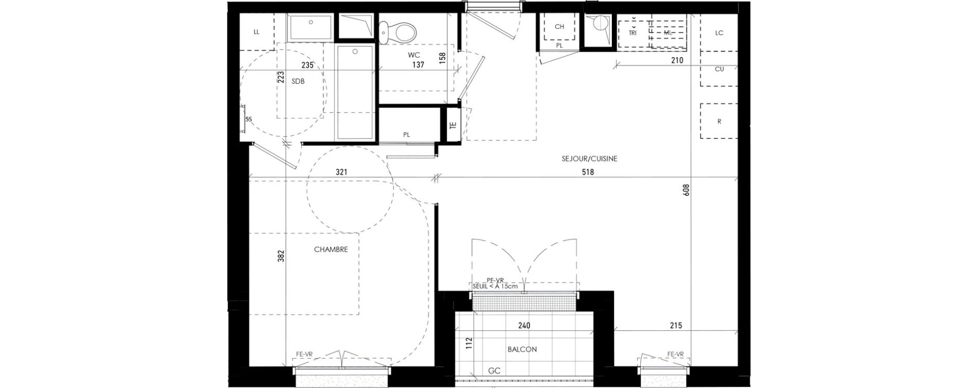 Appartement T2 de 46,24 m2 &agrave; Chennevi&egrave;res-Sur-Marne Paris - chennevi&egrave;res