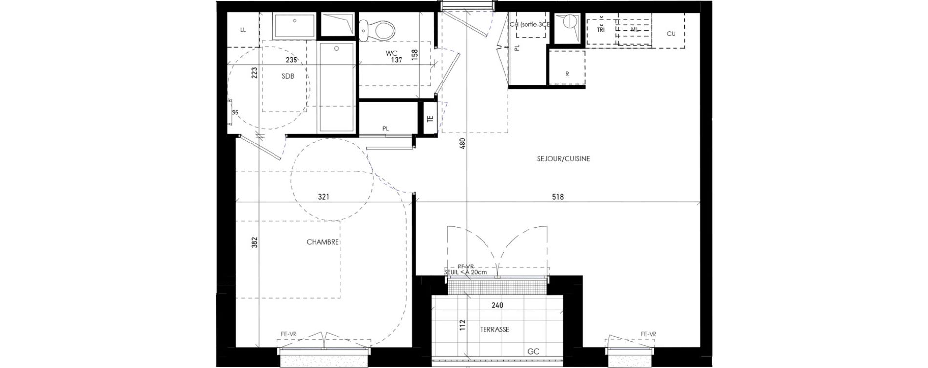 Appartement T2 de 46,17 m2 &agrave; Chennevi&egrave;res-Sur-Marne Paris - chennevi&egrave;res