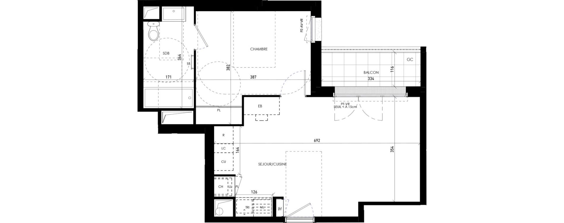 Appartement T2 de 43,28 m2 &agrave; Chennevi&egrave;res-Sur-Marne Paris - chennevi&egrave;res