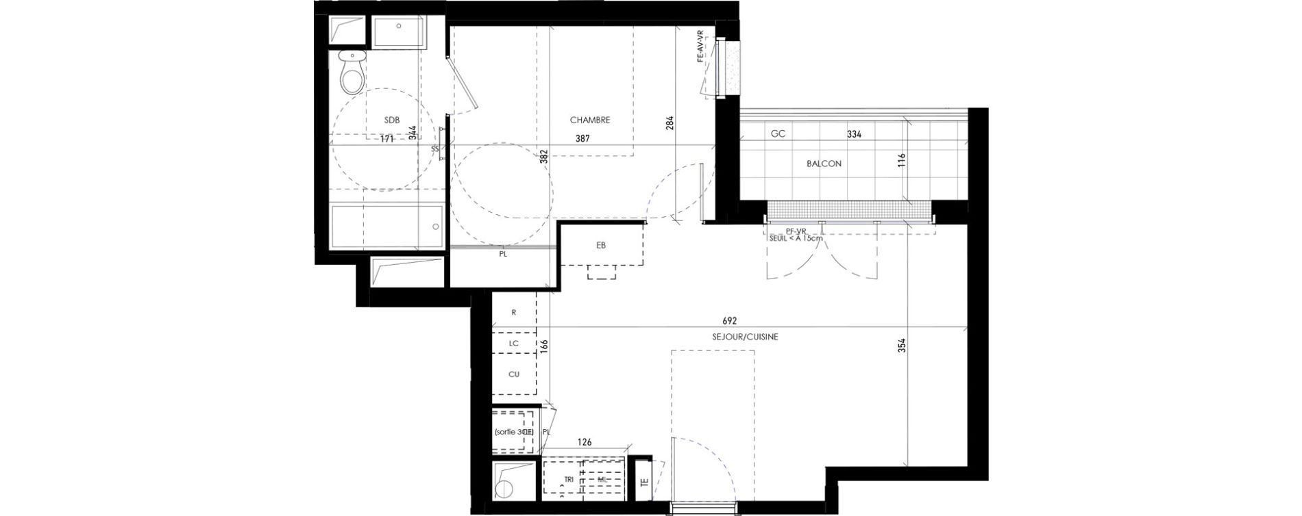 Appartement T2 de 43,28 m2 &agrave; Chennevi&egrave;res-Sur-Marne Paris - chennevi&egrave;res