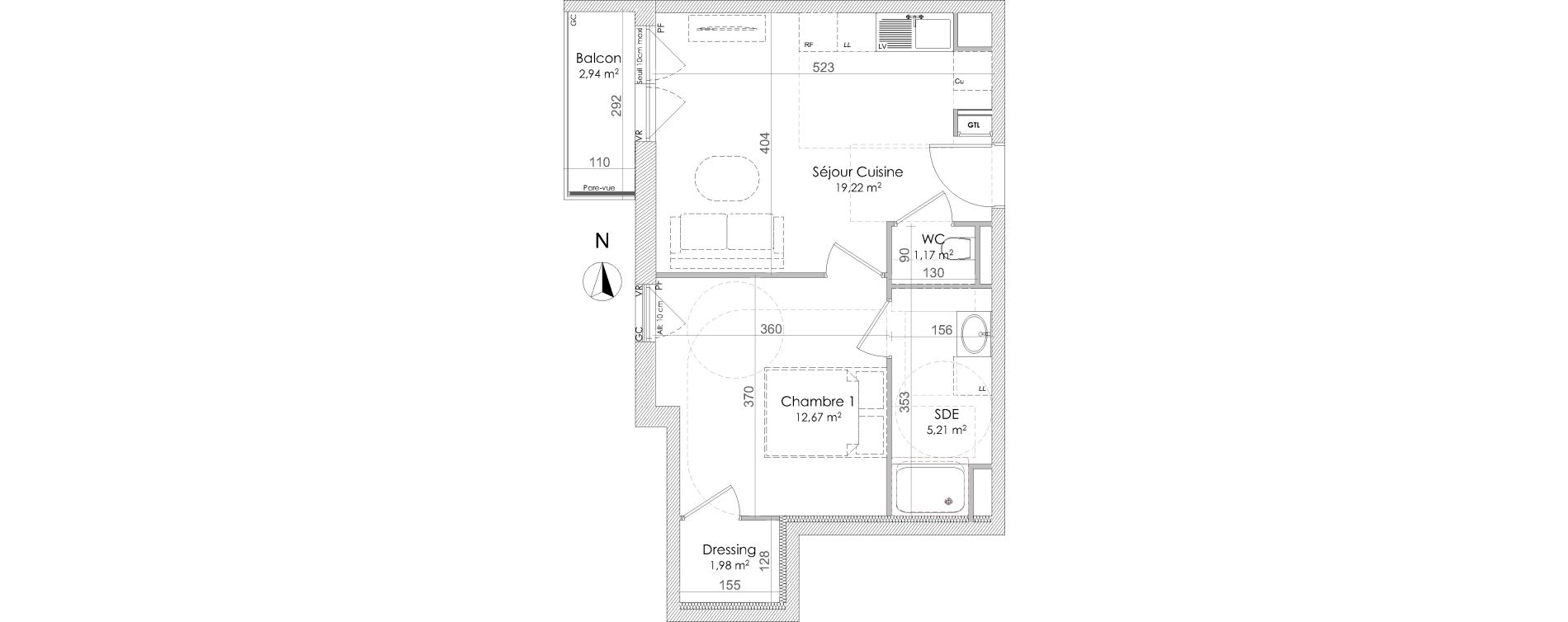 Appartement T2 de 40,25 m2 &agrave; Chennevi&egrave;res-Sur-Marne Centre