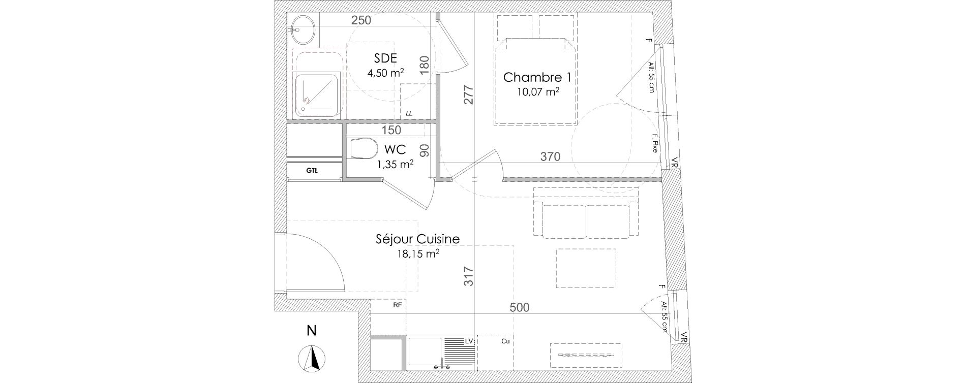 Appartement T2 de 34,07 m2 &agrave; Chennevi&egrave;res-Sur-Marne Centre