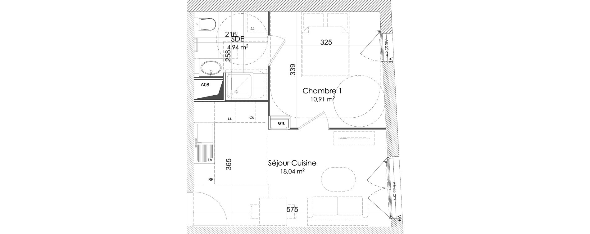 Appartement T2 de 33,89 m2 &agrave; Chennevi&egrave;res-Sur-Marne Centre