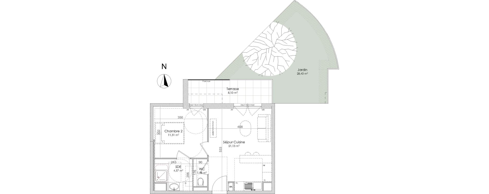 Appartement T2 de 38,59 m2 &agrave; Chennevi&egrave;res-Sur-Marne Centre