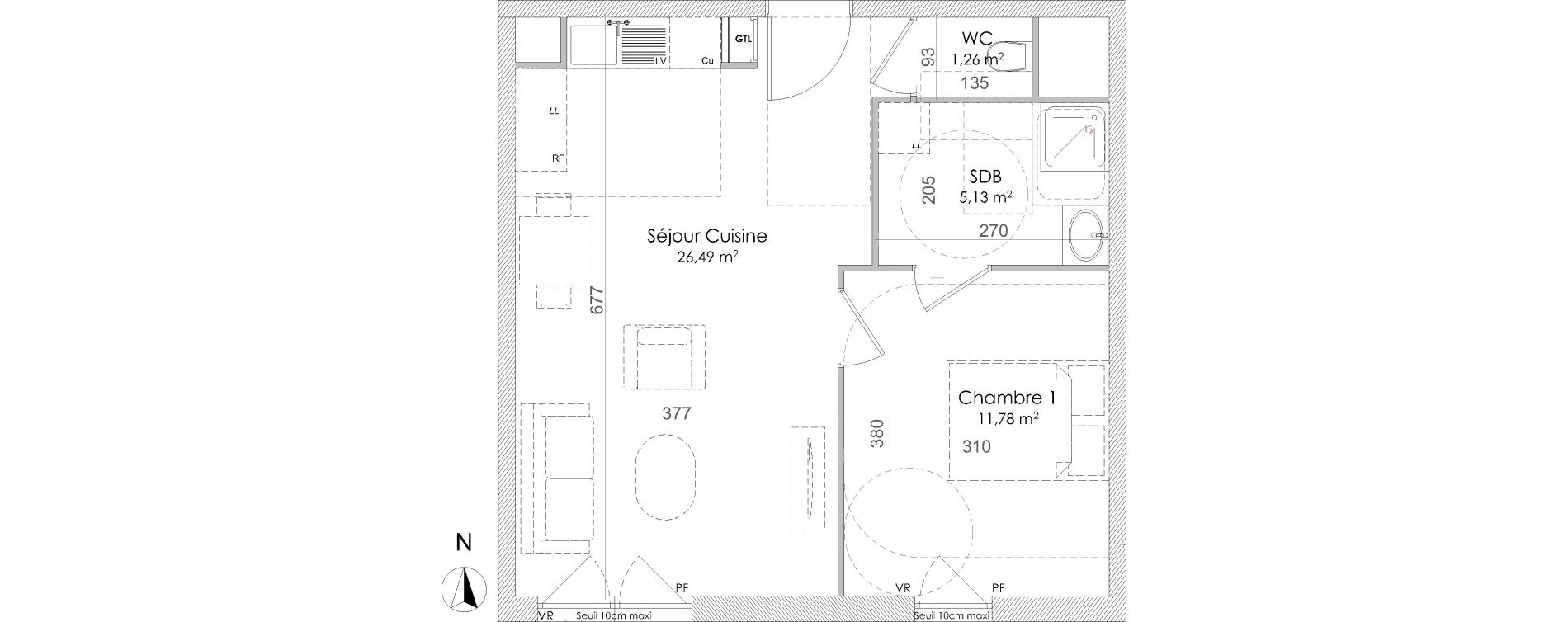 Appartement T2 de 44,66 m2 &agrave; Chennevi&egrave;res-Sur-Marne Centre