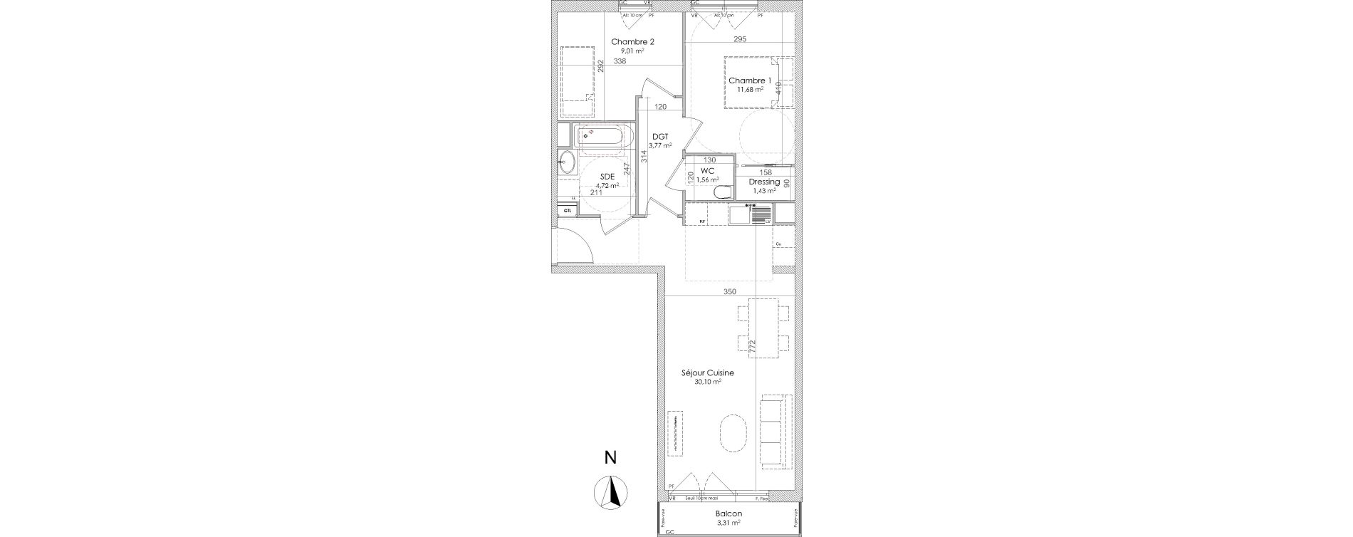 Appartement T3 de 62,27 m2 &agrave; Chennevi&egrave;res-Sur-Marne Centre