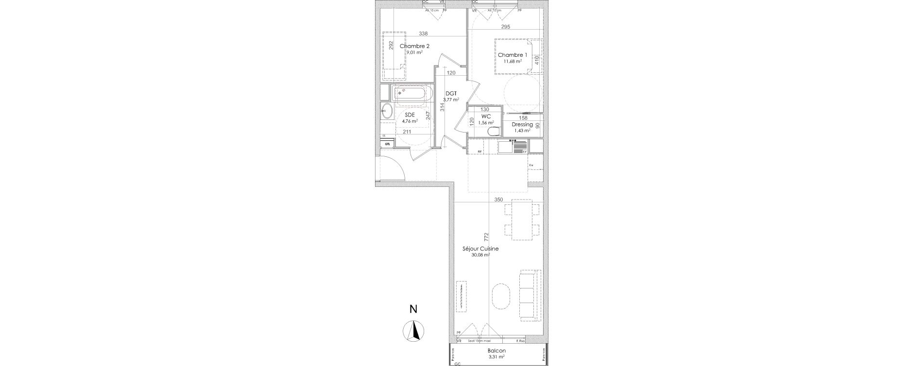 Appartement T3 de 62,29 m2 &agrave; Chennevi&egrave;res-Sur-Marne Centre