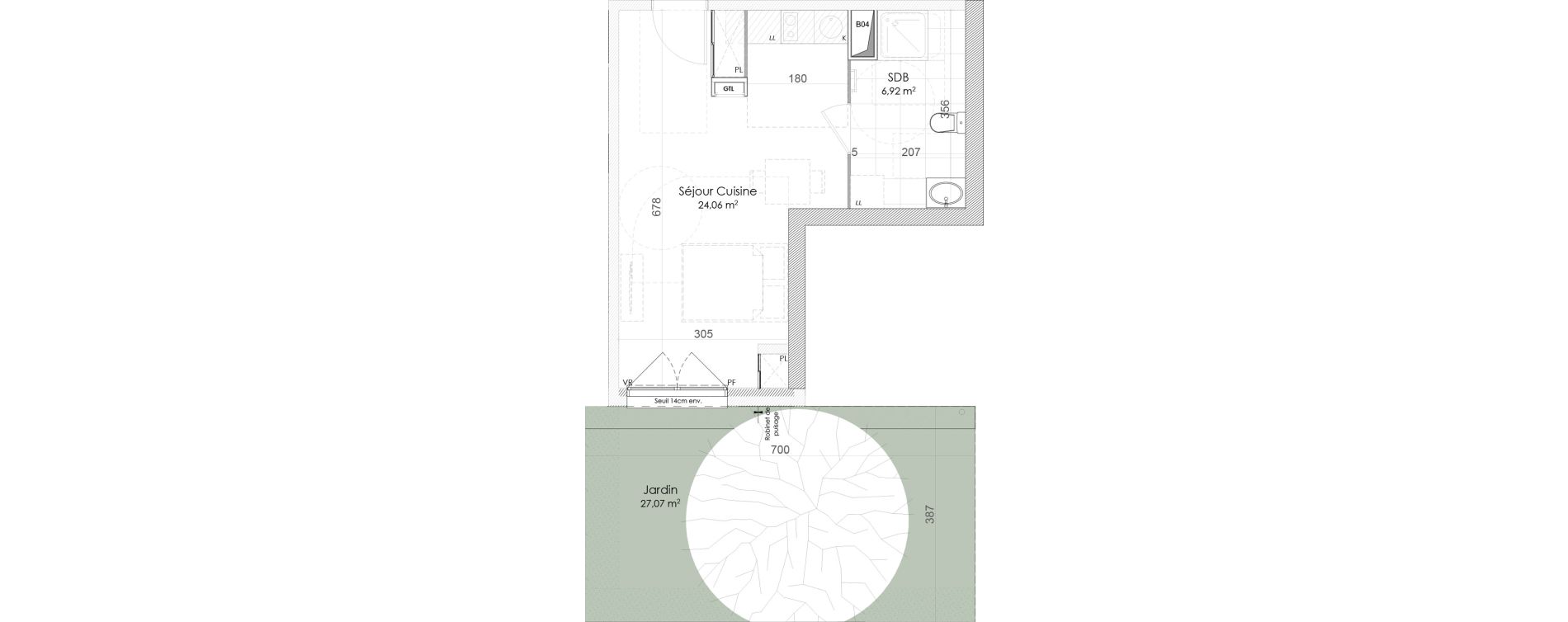 Appartement T1 de 30,84 m2 &agrave; Chennevi&egrave;res-Sur-Marne Centre