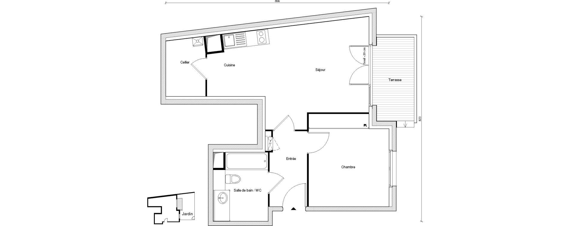 Appartement T2 de 47,45 m2 &agrave; Chennevi&egrave;res-Sur-Marne Centre