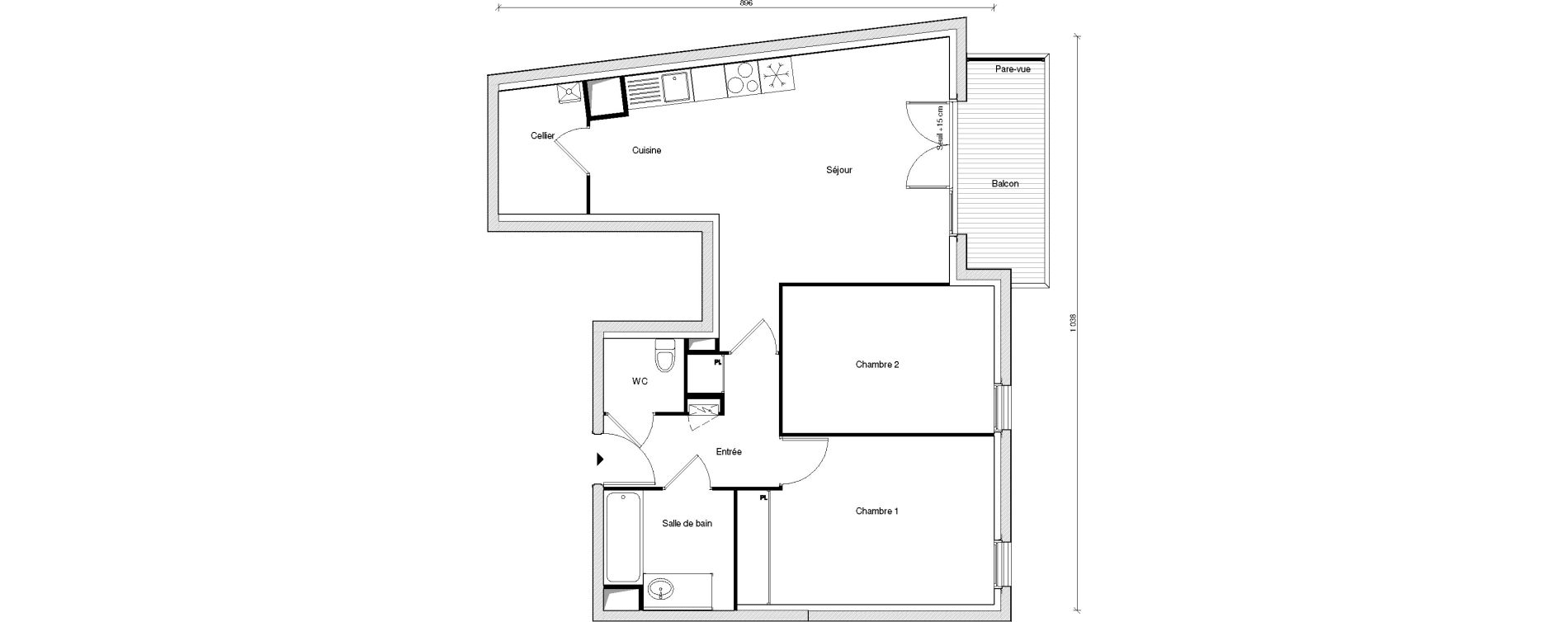 Appartement T3 de 64,10 m2 &agrave; Chennevi&egrave;res-Sur-Marne Centre