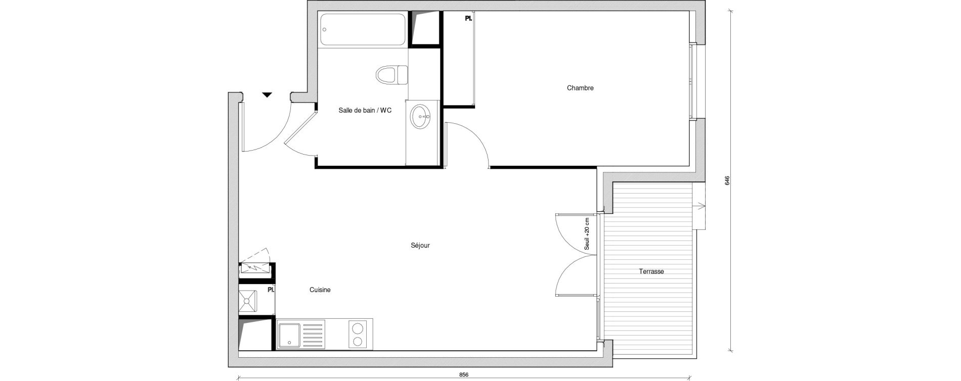 Appartement T2 de 43,92 m2 &agrave; Chennevi&egrave;res-Sur-Marne Centre