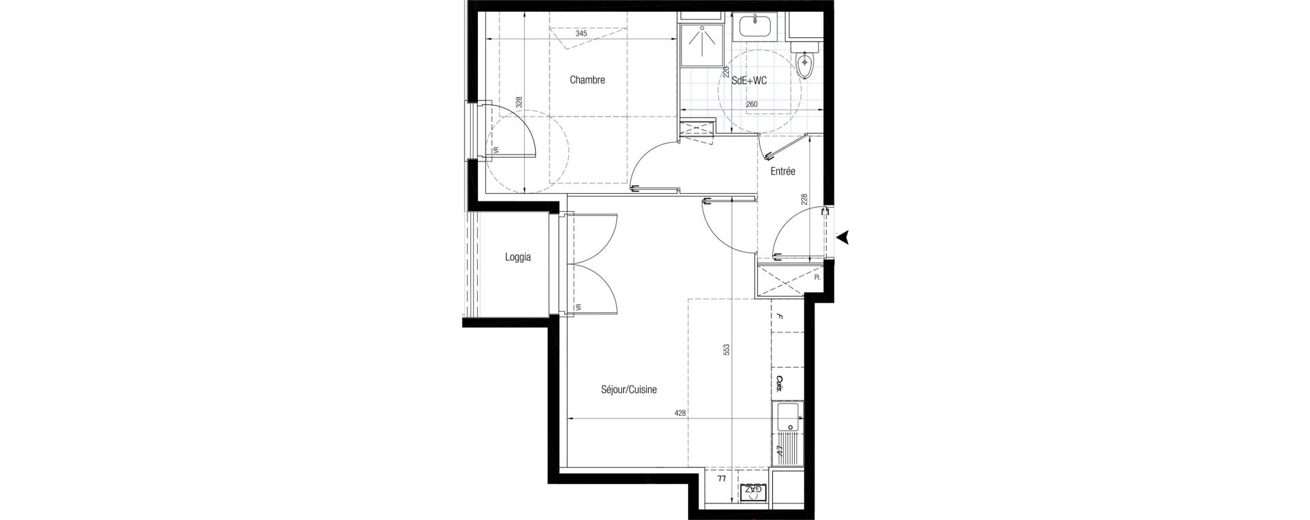 Appartement T2 de 41,03 m2 &agrave; Chennevi&egrave;res-Sur-Marne Le fort - la maillarde