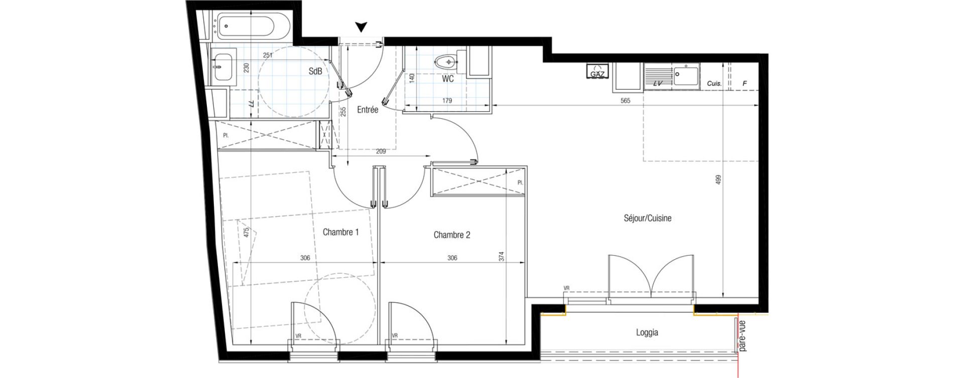 Appartement T3 de 64,77 m2 &agrave; Chennevi&egrave;res-Sur-Marne Le fort - la maillarde