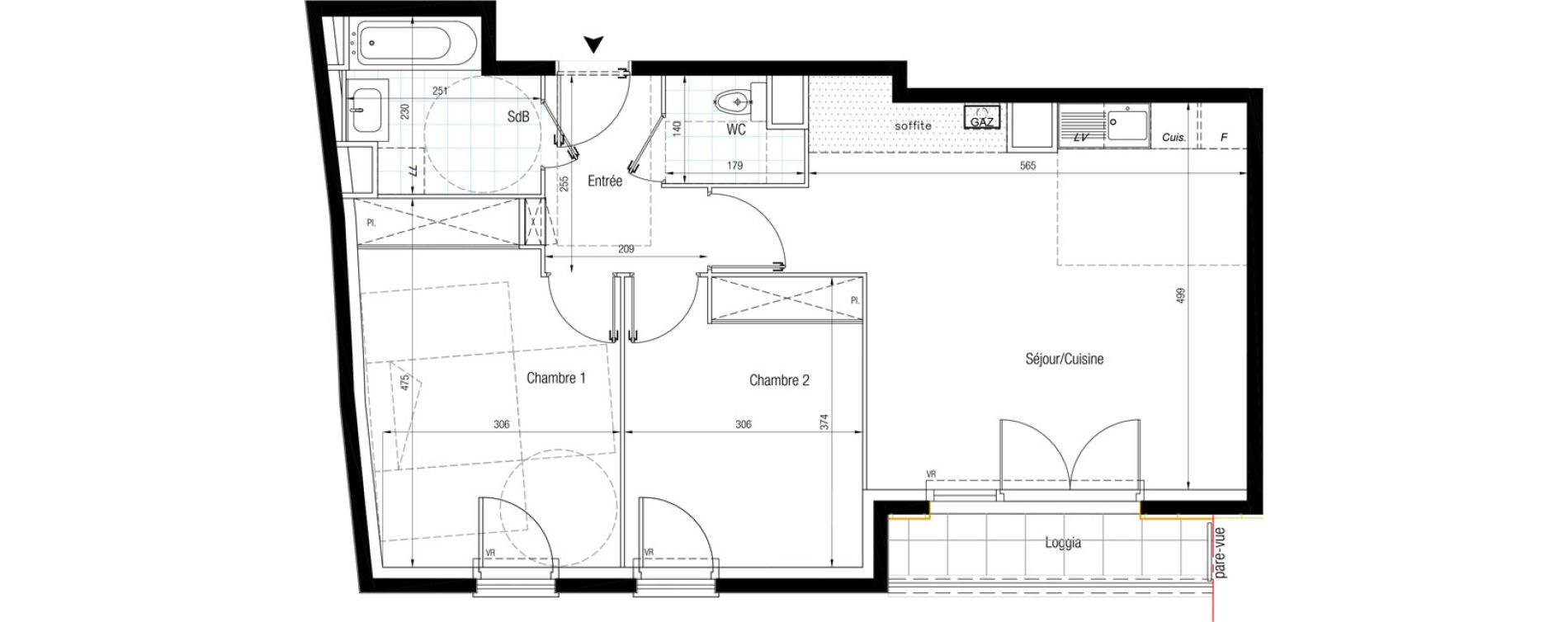 Appartement T3 de 64,77 m2 &agrave; Chennevi&egrave;res-Sur-Marne Le fort - la maillarde