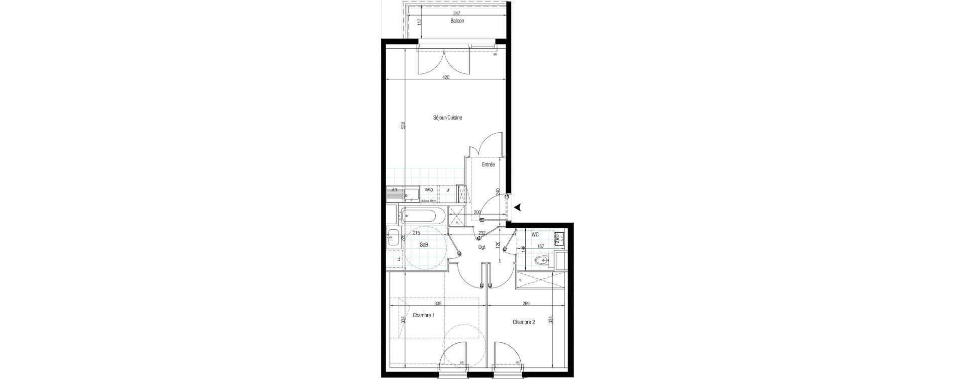 Appartement T3 de 54,11 m2 &agrave; Chennevi&egrave;res-Sur-Marne Le fort - la maillarde