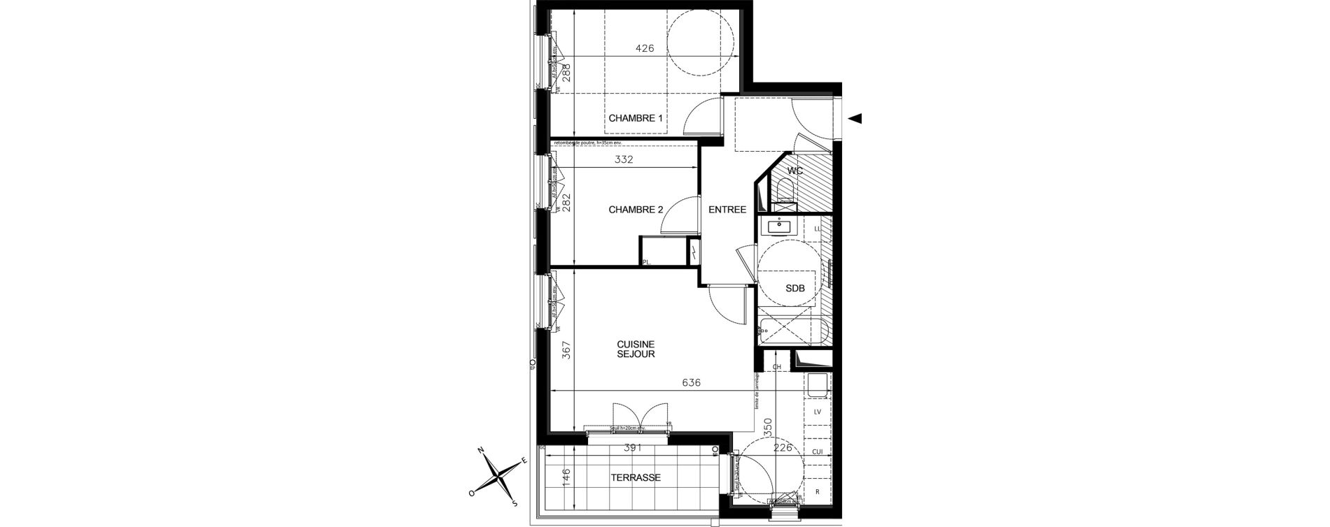 Appartement T3 de 57,33 m2 &agrave; Chennevi&egrave;res-Sur-Marne Centre