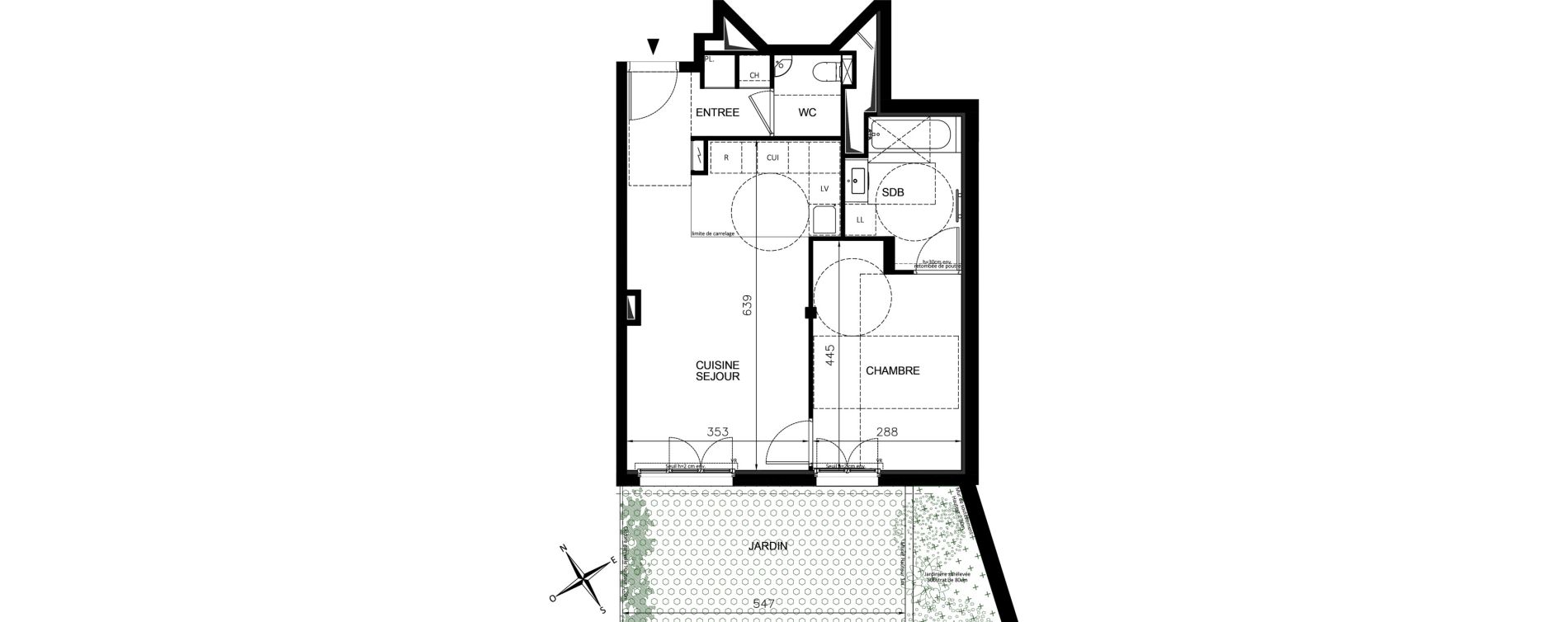 Appartement T2 de 46,85 m2 &agrave; Chennevi&egrave;res-Sur-Marne Centre