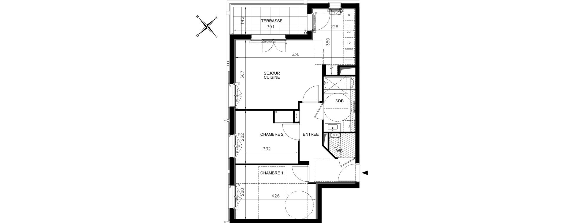 Appartement T3 de 57,32 m2 &agrave; Chennevi&egrave;res-Sur-Marne Centre