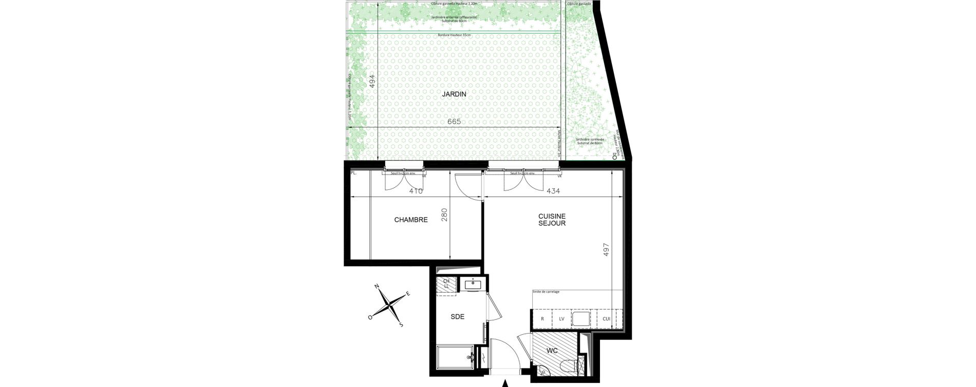 Appartement T2 de 40,52 m2 &agrave; Chennevi&egrave;res-Sur-Marne Centre