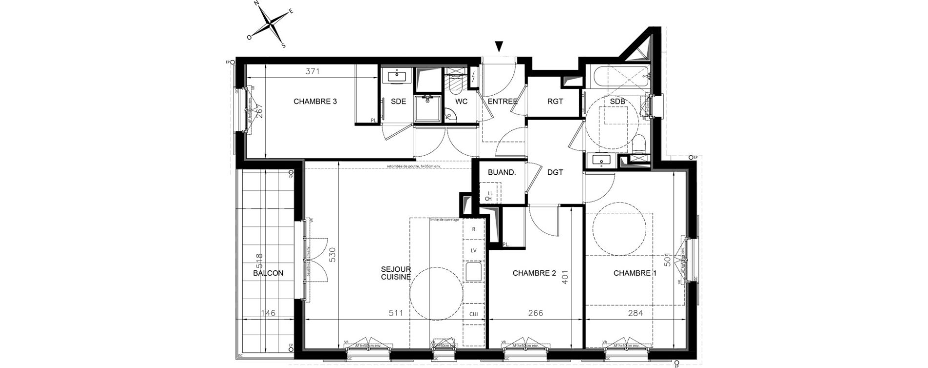 Appartement T4 de 81,69 m2 &agrave; Chennevi&egrave;res-Sur-Marne Centre