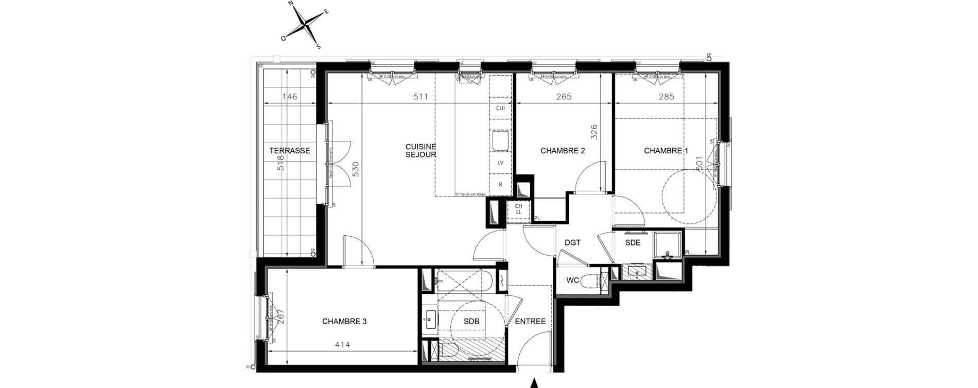 Appartement T4 de 75,36 m2 &agrave; Chennevi&egrave;res-Sur-Marne Centre