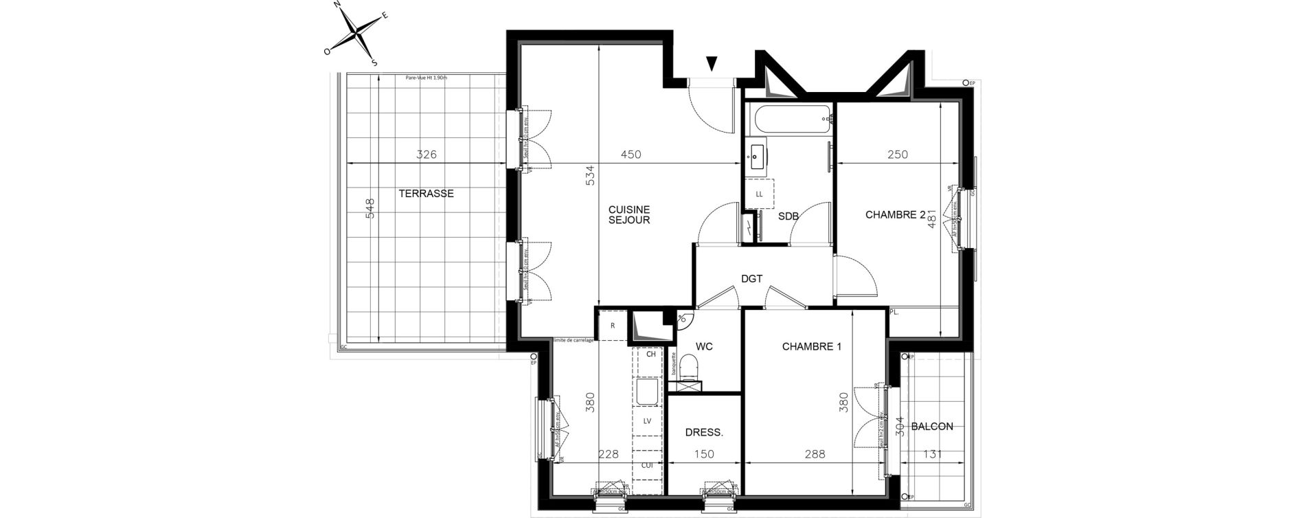 Appartement T3 de 65,93 m2 &agrave; Chennevi&egrave;res-Sur-Marne Centre