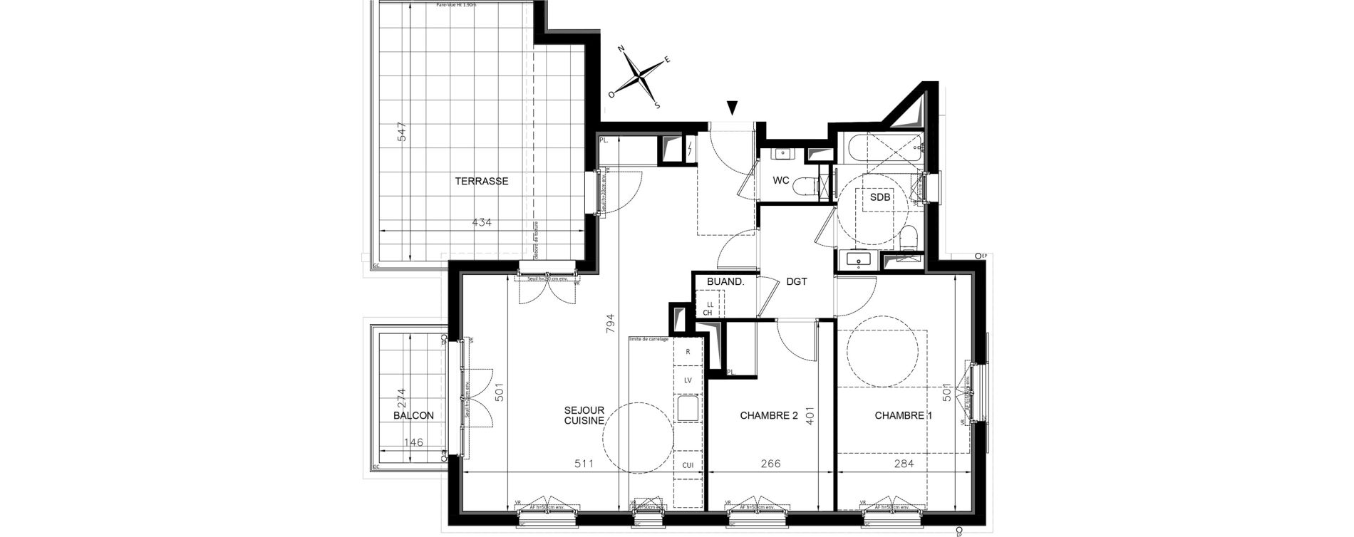 Appartement T3 de 69,91 m2 &agrave; Chennevi&egrave;res-Sur-Marne Centre