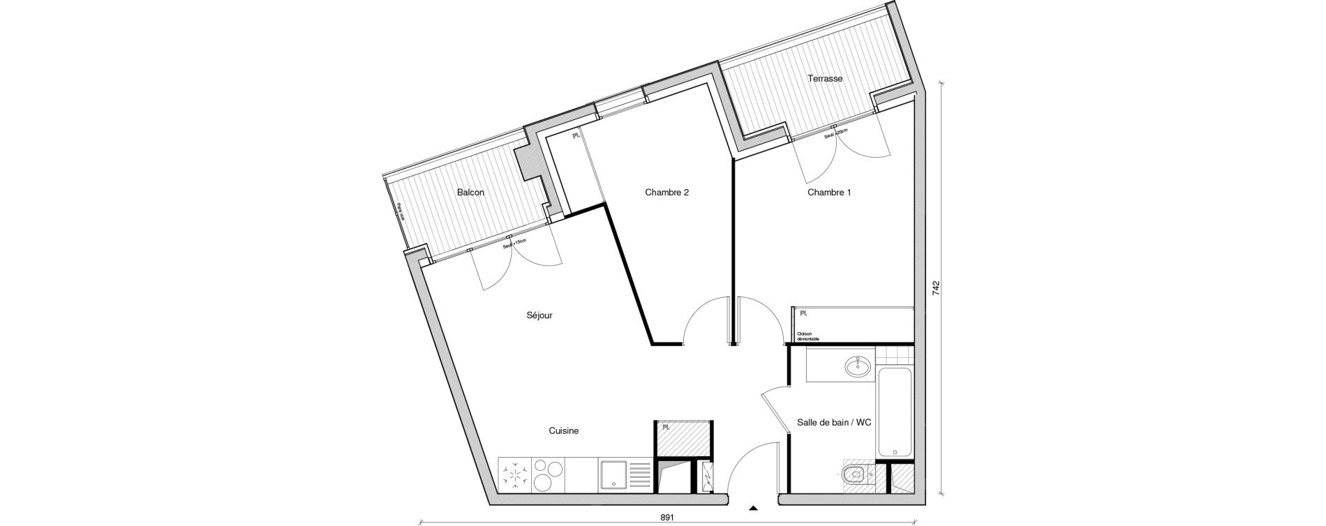 Appartement T3 de 49,72 m2 &agrave; Chennevi&egrave;res-Sur-Marne Paris - chennevi&egrave;res