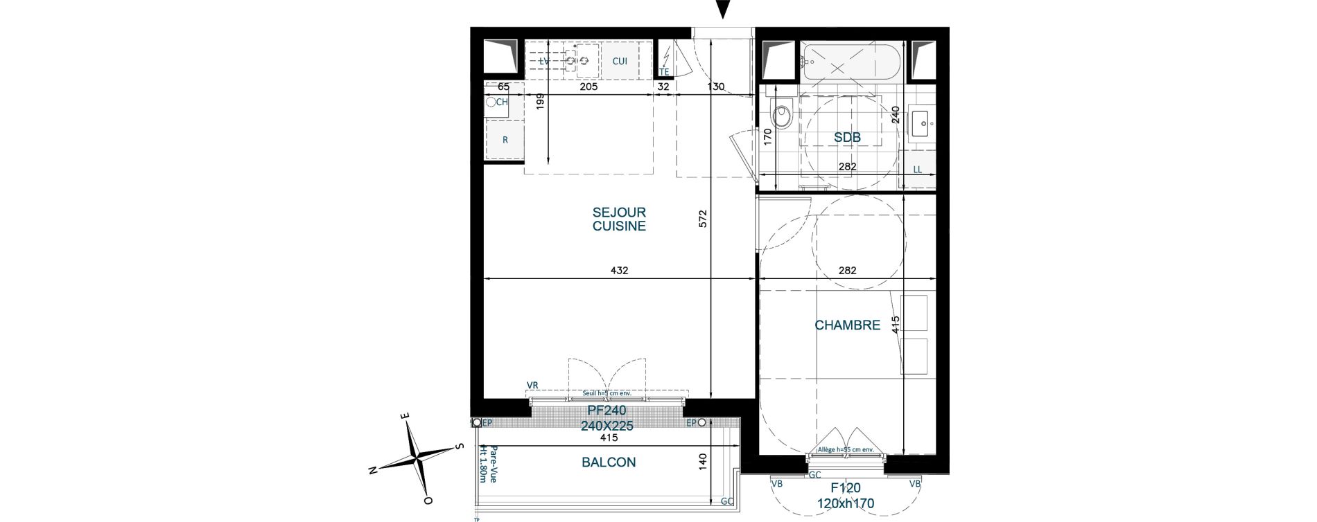 Appartement T2 de 41,79 m2 &agrave; Chennevi&egrave;res-Sur-Marne Paris - chennevi&egrave;res
