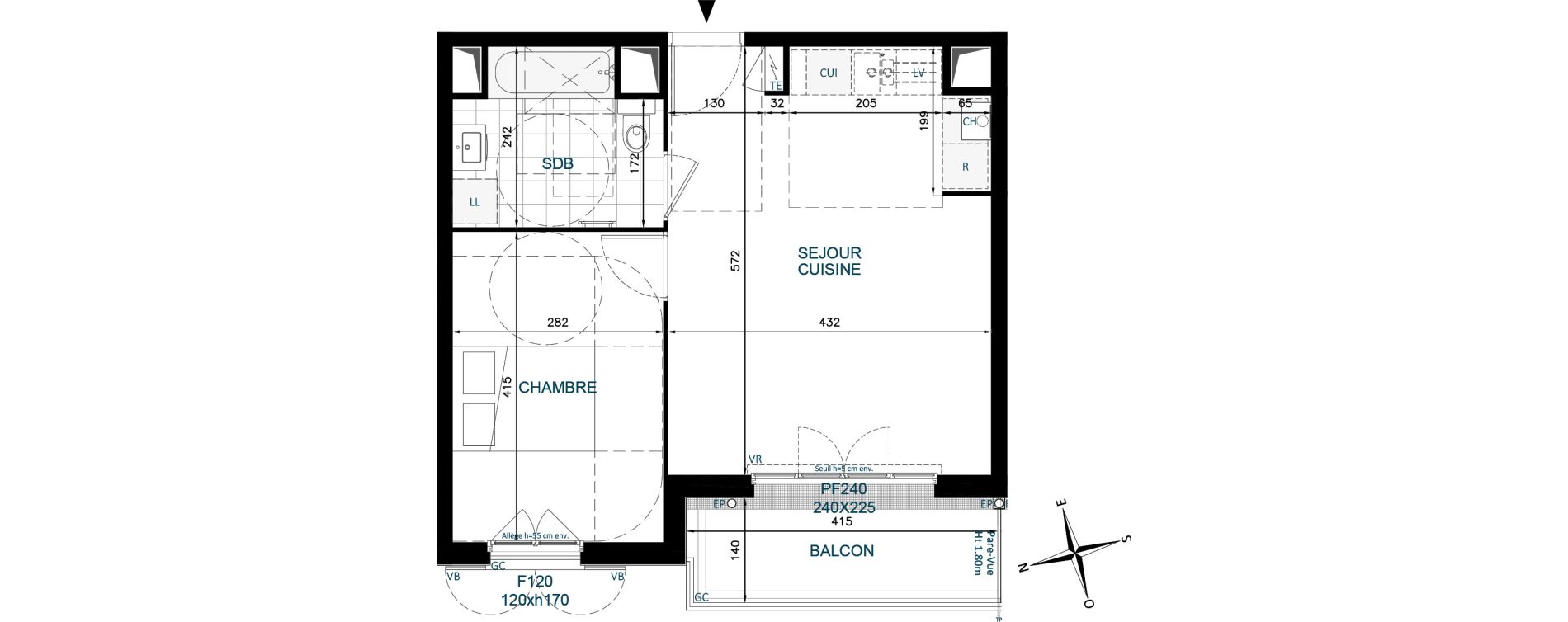 Appartement T2 de 41,79 m2 &agrave; Chennevi&egrave;res-Sur-Marne Paris - chennevi&egrave;res