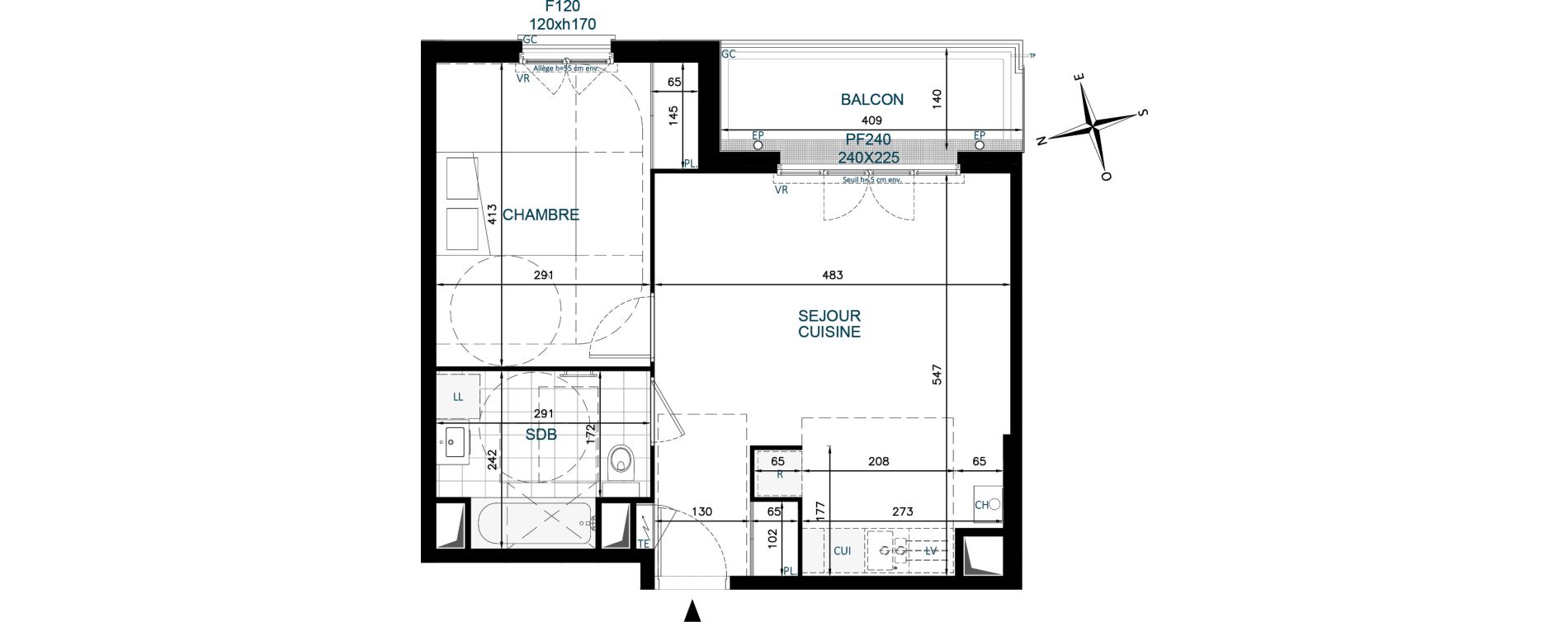 Appartement T2 de 44,80 m2 &agrave; Chennevi&egrave;res-Sur-Marne Paris - chennevi&egrave;res