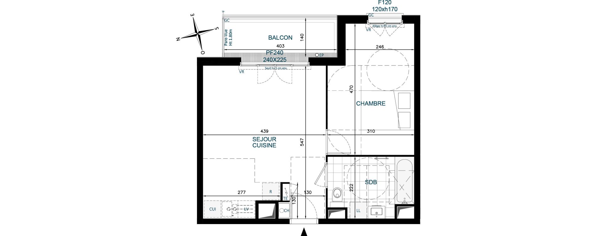 Appartement T2 de 43,10 m2 &agrave; Chennevi&egrave;res-Sur-Marne Paris - chennevi&egrave;res