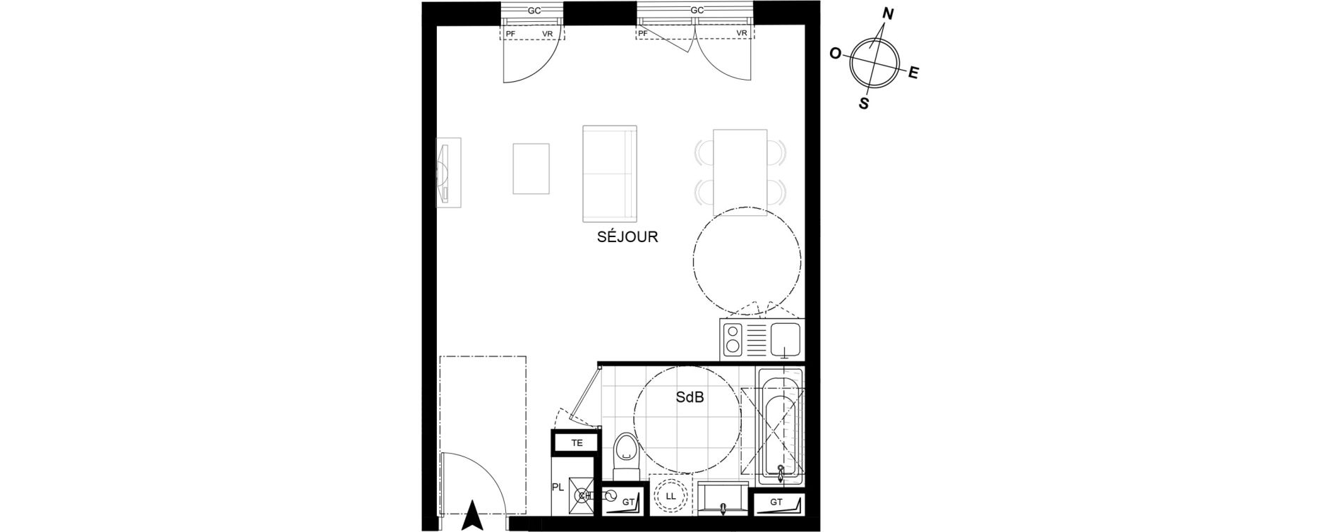 Appartement T1 de 34,25 m2 &agrave; Chennevi&egrave;res-Sur-Marne Centre